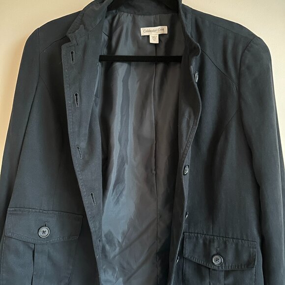 Coldwater Creek Navy Faux Suede Button Military Jacket Casual Sz 14 - Picture 7 of 7